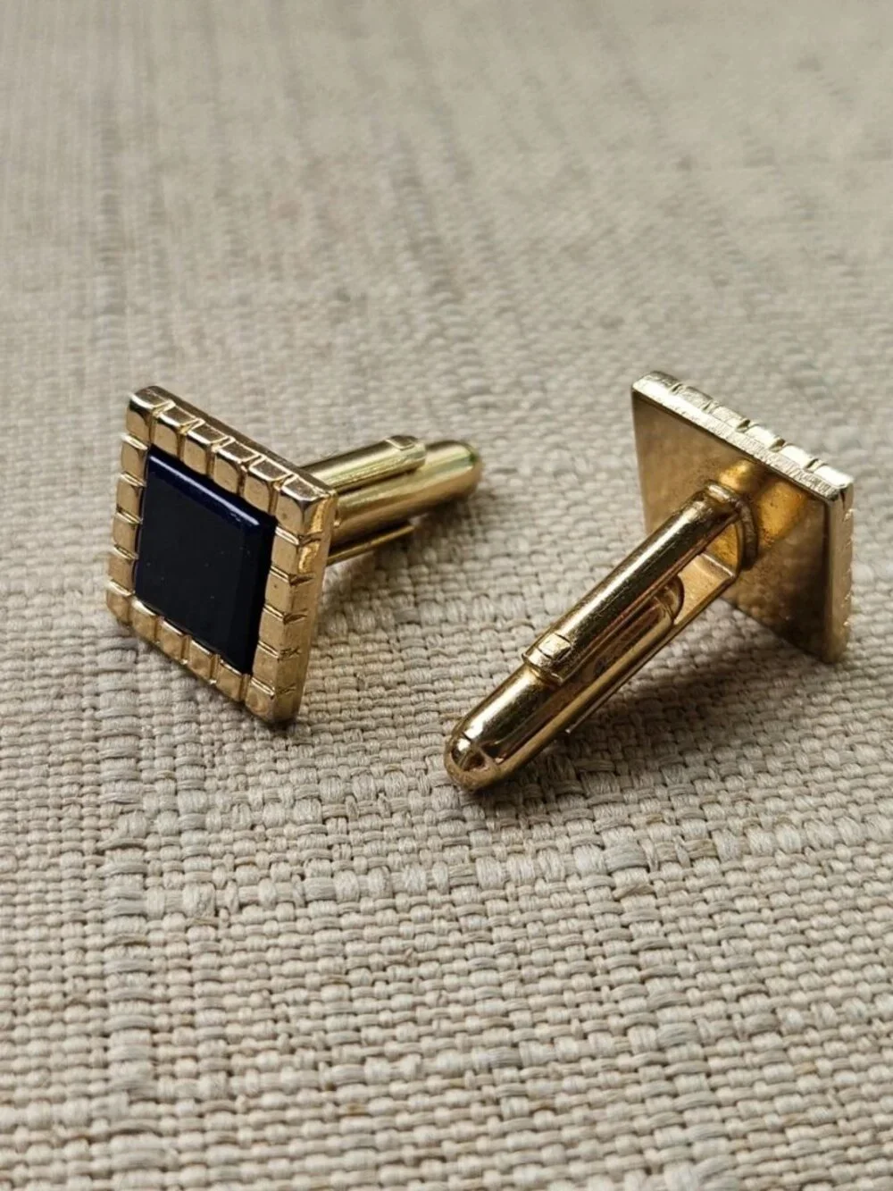 Vintage Cufflinks Blue/Gold Tone Dress Shirt Cuff Stud Links Fashion Jewelry